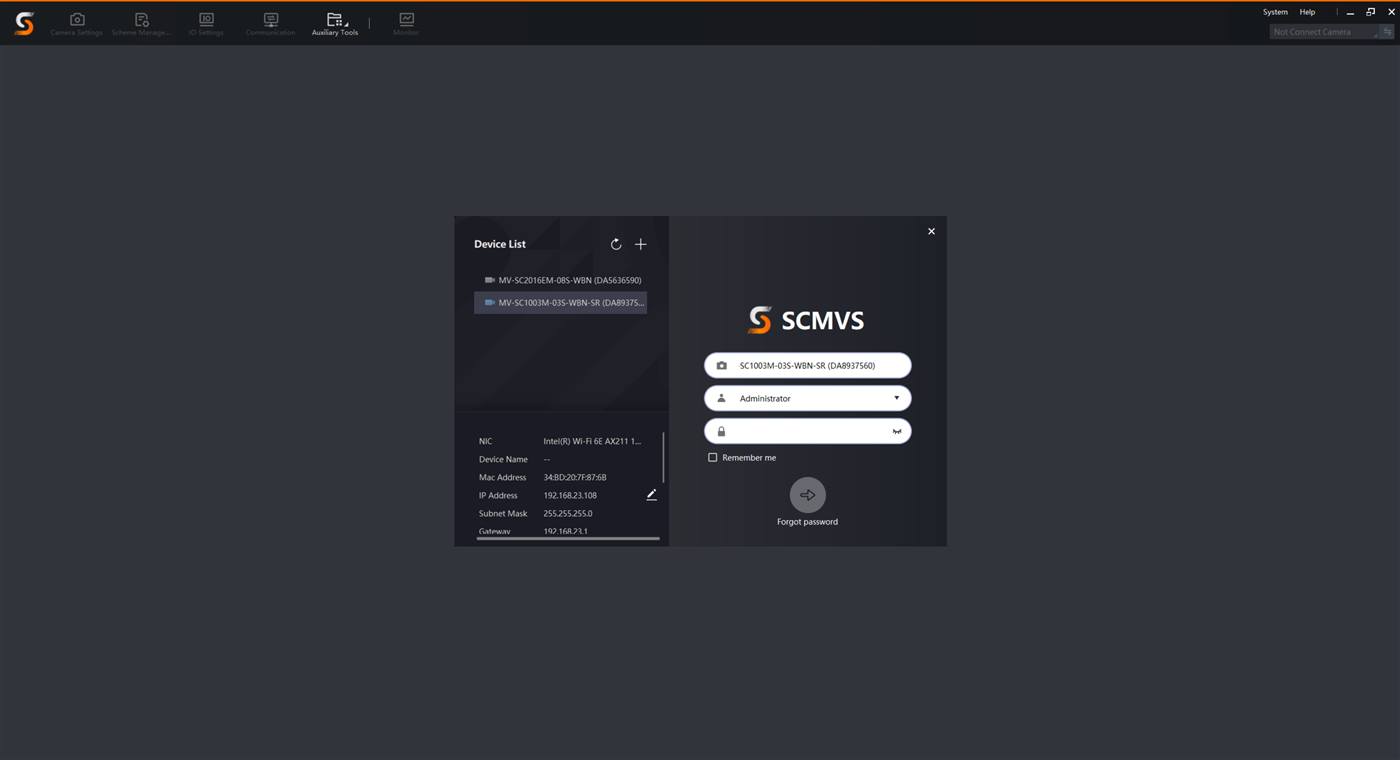 SCMVS login scherm